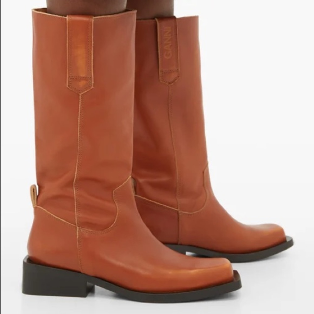 ganni mc boot in cognac